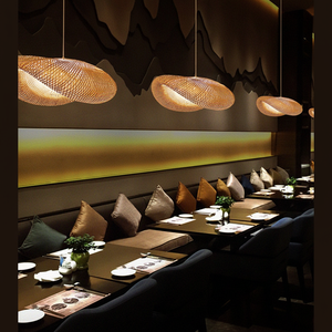 โคมไฟหวายจากไม้ไผ่สไตล์ญี่ปุ่นแบบมินิมอลโคมไฟแขวนเพดานของตกแต่งบ้าน - Product Image 1