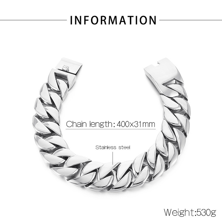 40*3.1*0.85cm-Collier brillant en acier