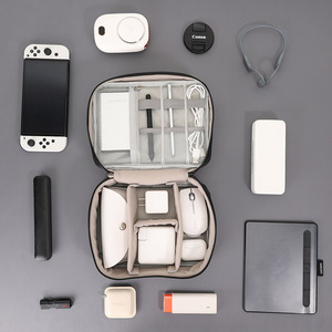 Beilian Data Cable Storage Box Gray Shockproof Digital Accessory Organizer For Travel With Compartment Design - Product Image 1