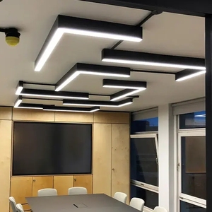 Ufficio Indoor soggiorno illuminazione PC opale copertura argento bianco 80W 2400mm Led luce lineare 75*75MM <span class=keywords><strong>infissi</strong></span> di profilo <span class=keywords><strong>in</strong></span> <span class=keywords><strong>alluminio</strong></span> - Product Image 6