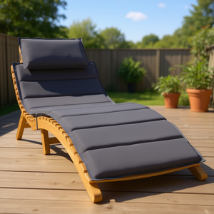 Cojín para Tumbona, Almohada para Exteriores, 100% Poliéster, Extraíble, Lavable, para Todas las Estaciones, Color Antracita Sólido, Diseño Acolchado - Product Image 2