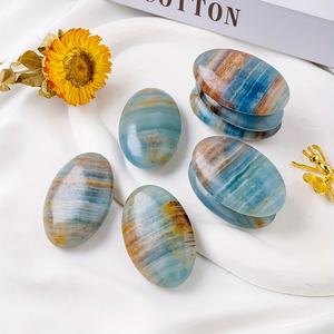 Piedra de Ónice Azul al por Mayor, Cristal de Palma Curativo, Natural, Pulido, Forma Ovalada, Piedra de Bolsillo para Decoración del Hogar y Regalos Navideños Únicos - Product Image 3