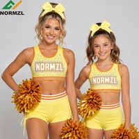 Ensemble de réchauffement scintillant en strass pour cheerleading, tenue de sport personnalisée par sublimation, vêtements d'entraînement pour équipe de cheerleading, club de danse