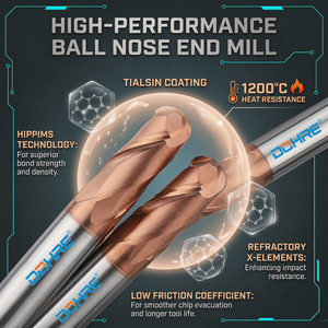 DOHRE <span class=keywords><strong>UEX</strong></span> 50mm HRC60 CNC tungstène carbure monobloc 2F boule nez fraise Fresas métal Duro pour acier - Product Image 3