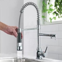 Robinet d'eau chaude et froide de cuisine à ressort en acier inoxydable moderne évier de cuisine lavabo à vaisselle robinet rotatif à double fonction