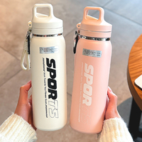 600ml Sport Outdoor Dubbelwandige Thermisch Geïsoleerde Drinkfles met Riempje en Eén-Knops Openende Deksels