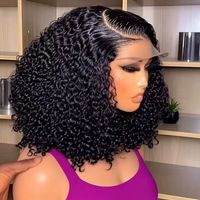 Perruques Courtes Noires Bouclées Bob 13x4 14x6 HD Lace Frontal 100% Cheveux Humains Vierges Naturels Bouclés pour Femmes Noires Vente en Gros
