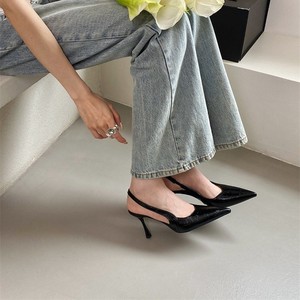 Zapatos de tacón alto versátiles de estilo francés, delgados y de una sola pieza, con plantilla acolchada y ancha, para mujer, talla grande. - Product Image 4