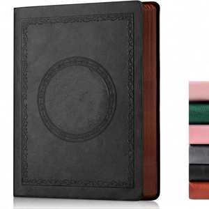 B6 Leather Hardcover Thermal Binding Lined Vintage Custom Embossed Journal Notebook with Gilded Edges and Ribbon <b>Bookmark</b> - Product Image 1