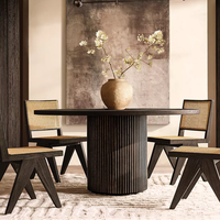 Table et chaises de salle à manger en bois massif au design moderne pour 4 à 6 personnes, chêne naturel, fabrication artisanale, écologique, pour villas, hôtels, restaurants