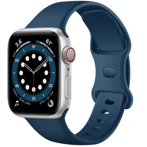 สีสันกีฬายางซิลิโคนนาฬิกากําลังพร้อมหัวเข็มขัดพับสําหรับ Apple Watch สาย 38/40/41/42/45/49 มม.