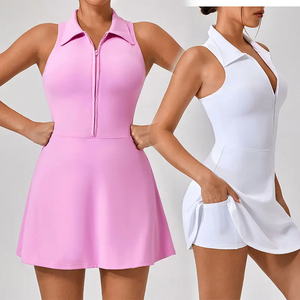 YW003 haute qualité femmes robe de Tennis poches respirant léger serré taille haute Golf Badminton vêtements actifs personnalisé rapide - Product Image 1