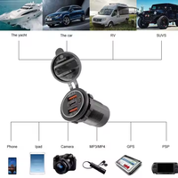 Chargeur de voiture 12V 24V avec 3 ports USB, double QC 3.0, charge rapide, prise USB marine, QC3.0 18W, type C PD 30W