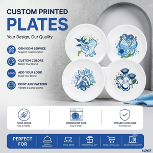 Plato de Melamina Irrompible para Niños, Redondo, Azul, con Dibujo Animado de Niña Sosteniendo una Bola de Nieve - Product Image 5