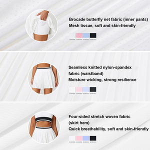 Ensemble de Jupes de Sport Nude Personnalisé de Haute Qualité Séchage Rapide Taille Haute pour Yoga <span class=keywords><strong>Femme</strong></span> Anti-Transparence Course Fitness Entraînement - Product Image 4