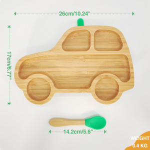 Nuevo Diseño Ecológico, No Tóxico, Libre de BPA, Juego de Plato y Tazón de Bambú para Bebé con Diseño Animal Minimalista para Niños - Product Image 2