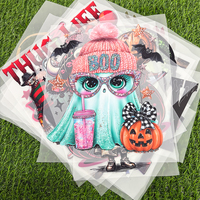 Siap Kirim Gang Sheet Ghost Pumpkin Spider Web Custom Halloween DTF Heat Transfers untuk Kaos Hoodie Pakaian Tas Tote