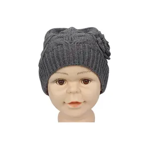 कस्टम Beanie टोपी बच्चों Crochet फूल केबल बुनना टोपी बच्चों के लिए