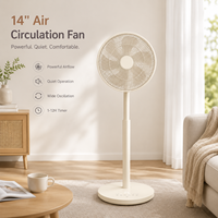 Ventilateur sur pied 2-en-1 de 14 pouces avec moteur DC, oscillation automatique 3D, 12 vitesses, mode veille, 7 pales et réglage de la hauteur