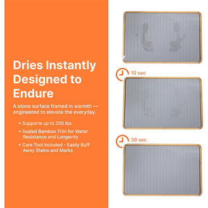 מחצלת אמבט אבן עם עץ במבוק לקצץ במהירות יבש מים דיאטומי מקלחת - Product Image 3