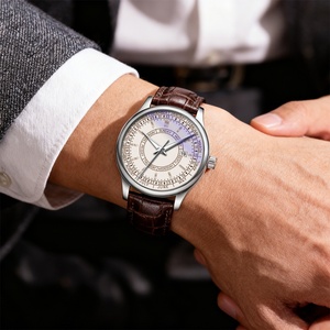 New Fashion Luxury Business Quartz <b>Watch</b> Stainless Steel Alloy Calendar Large Dial Leather Strap Men's Quartz <b>Watch</b> - Product Image 2
