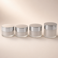 Fournisseur d'emballages cosmétiques HWT, logo personnalisé, surface miroir givrée or argent, 10g 20g 30g 40g 50g, pot en acrylique pour crème de beauté