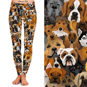 Leggings de yoga taille haute pour femme, imprimé chiens, coupe ajustée, motif chiot, pantalon de sport décontracté - Product Image 2