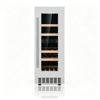 Refrigerador de Vino Vertical Estrecho de Doble Zona con Control Táctil Digital, Luz LED sin Rayos UV, Enfriador de Vino Independiente