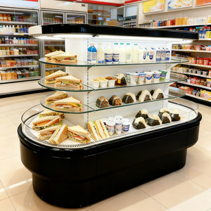 <span class=keywords><strong>Réfrigérateur</strong></span> d'îlot ouvert semi-vertical pour supermarché, vitrine ronde pour fruits et légumes - Product Image 2