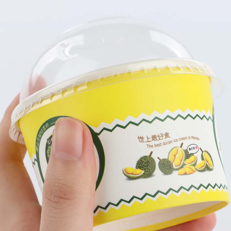 Custom Logo Plastic Ice Cream Yogurt Food Packaging Storage Box Containers Cup With Lid