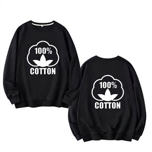 Men's Blue Knitted Pullover Sweatshirt O-Neck Regular Sleeve Printed Logo Front Solid Color Autumn Wear - Product Image 5