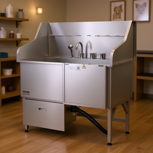 Vasca da bagno per toelettatura cani in acciaio inox da 50 pollici con rampa e rubinetto per la pulizia degli animali domestici, uso interno - Product Image 2