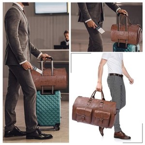 กระเป๋าหนัง IStapromo Gifts Leather Weekender Duffle Bag สายสะพายปรับได้ ปิดด้วยซิป สำหรับเดินทาง Unisex ความจุ 36–55 ลิตร ดีไซน์ทนทาน - Product Image 6