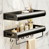 Étagère murale de salle de bain multifonctionnelle moderne JIAYI en acier au carbone, sans perçage, en forme d'arc, pour shampoing et lait corporel