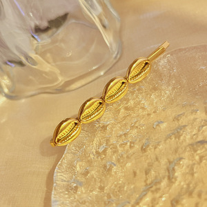 กิ๊บติดผมรูปปลาดาวสองตัว เปลือกหอยสองตัว ตัวหนีบเดียว ชุบ PVD 18K สแตนเลสกันน้ำ - Product Image 4