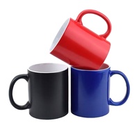 Offres Spéciales logo personnalisé transfert de chaleur noir blanc 11 oz café en céramique Sublimation tasse à thé personnalisé changement de couleur tasse à café