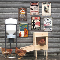 Ensemble de panneaux métalliques vintage poulet et coq, décoration murale rétro pour ferme, poulailler, cuisine et maison