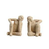 Flolenco Home Decor Ciment Book Ends Penseur Figurine Étagère Ornements Petit Ciment Sculpture Humaine Serre-Livres