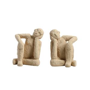 Flolenco decorazione per la casa <span class=keywords><strong>libro</strong></span> di cemento termina pensatore figurina ornamenti da libreria piccolo cemento scultura umana reggilibri - Product Image 6