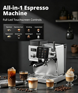 Machines à expresso en acier inoxydable avec 20 bars de pression, double chaudière, machine à café automatique avec mousseur à lait pour cappuccino 20 bars - Product Image 1