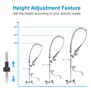Robinet de cuisine industriel en laiton robuste à double poignée avec douchette extractible pour lavage pré-évier - Product Image 3