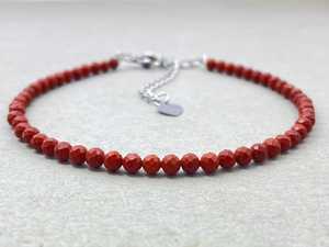 Red Jasper Bracelet Dainty Gemstone Jewelry Micro Faceted <b>Beads</b> <b>Crystal</b> Bracelet Minimalist Jewelry Tiny Gemstone Bracelet - Product Image 5