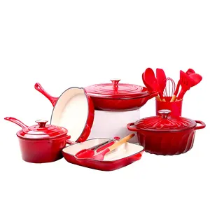 New Style Customize Kitchen Ware Non Stick Cast Iron Casserole Cookware Pots And Pans Set Enameled