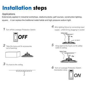 IP65 không thấm nước nhà máy ngoài trời kho phòng tập thể dục công nghiệp 100W 150W 200W UFO dẫn ánh sáng bay cao