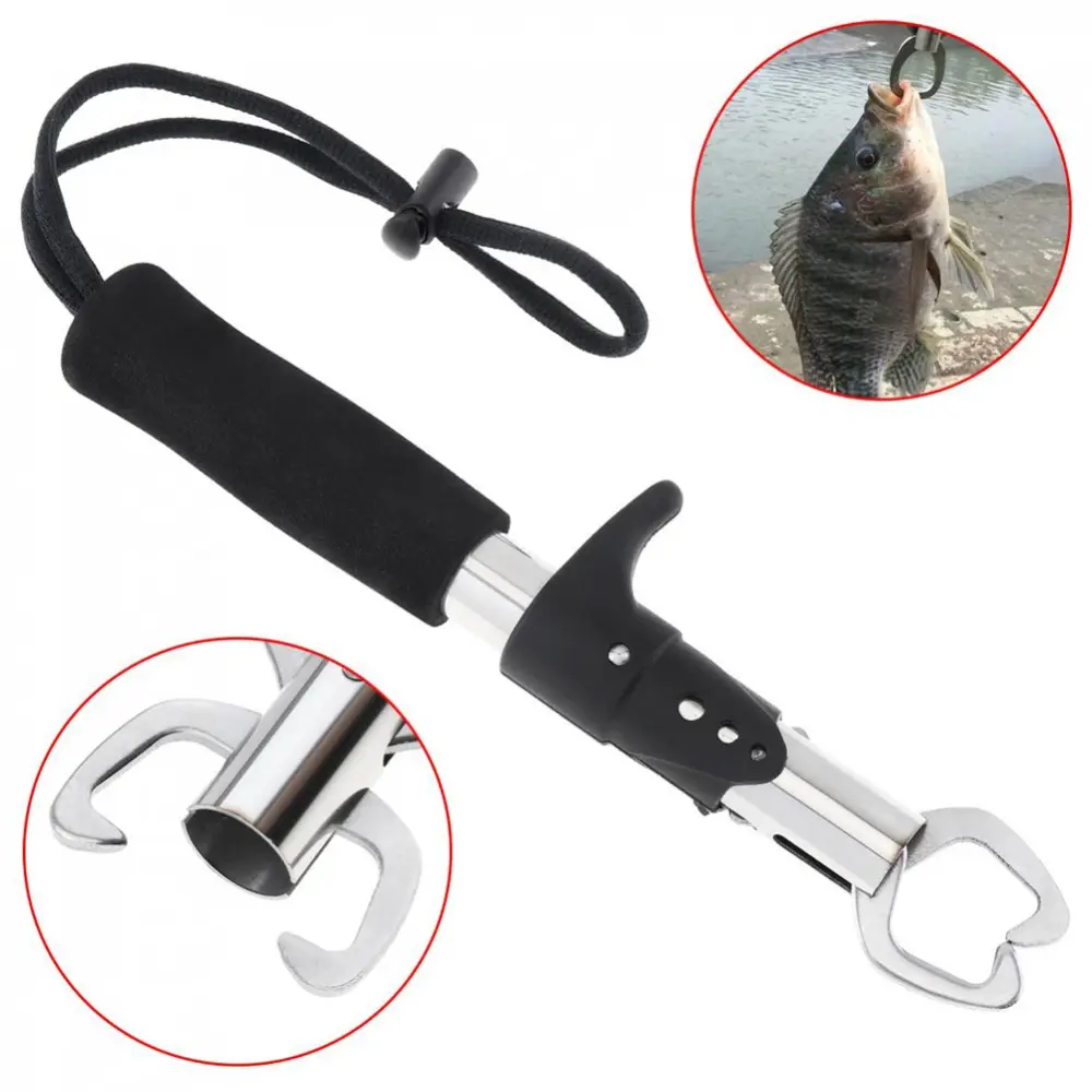 Stainless Steel Control Fish Clamp Device Lures Fishing Lip Grip Holder Grabber Pliers with Weight Tool