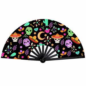 Éventail pliant en bambou de 13 pouces, grand format, pour la danse, avec logo personnalisé imprimé par sublimation, bruit sonore, idéal pour les mariages - Product Image 1