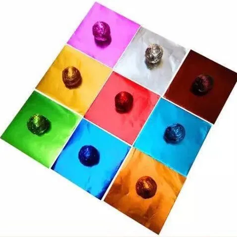 High quality colored aluminum foil for food packing chocolate wrappers 12*12cm