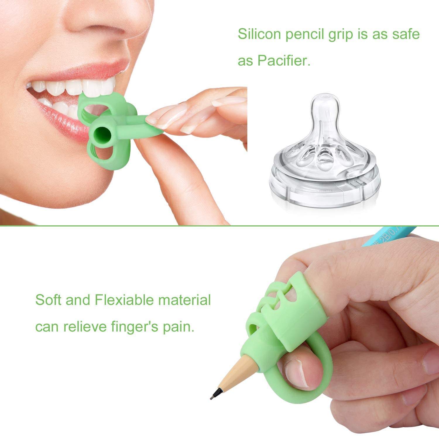 Impugnature Per Matita In Silicone Per Bambini | Correttore Postura Scrittura | Prevenzione Miopia | 3 Pezzi Multicolore - Foto 10