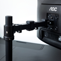 Support de moniteur unique à fixation sur bureau entièrement réglable en inclinaison et rotation, plaque VESA détachable 100 mm/75 mm, avec gestion des câbles