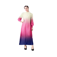 Robe maxi décontractée d'été élégante Miyaki, écologique, ODM, grande taille, femme, dégradé naturel, ample, plissée, en mousseline, tailles 2XL 3XL
